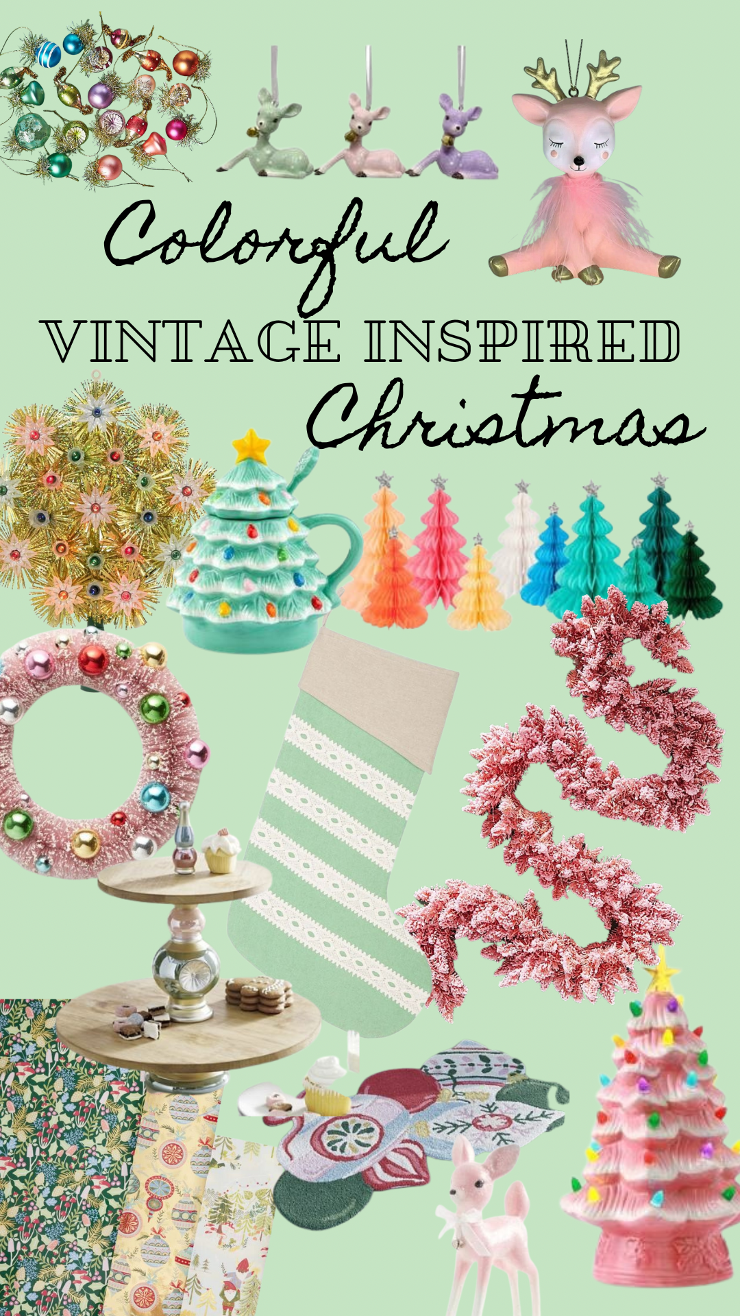 Vintage Inspired Colorful Christmas Decor